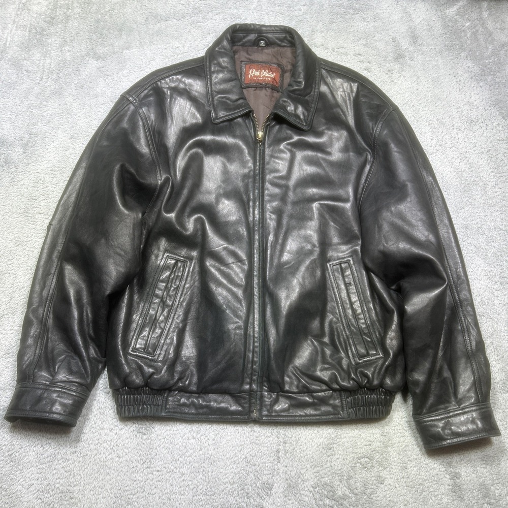Vintage J. Park Collection‎ Bomber Jacket Men's L Black Soft Lamb Leather *CUTS